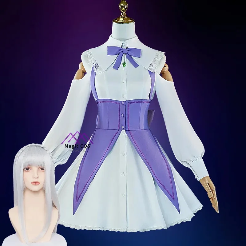 

Emilia Cosplay Anime Re:Zero Emilia Cosplay Date Costume Dress Halloween Party Essential Anime Budget-Friendly Role Play Suits