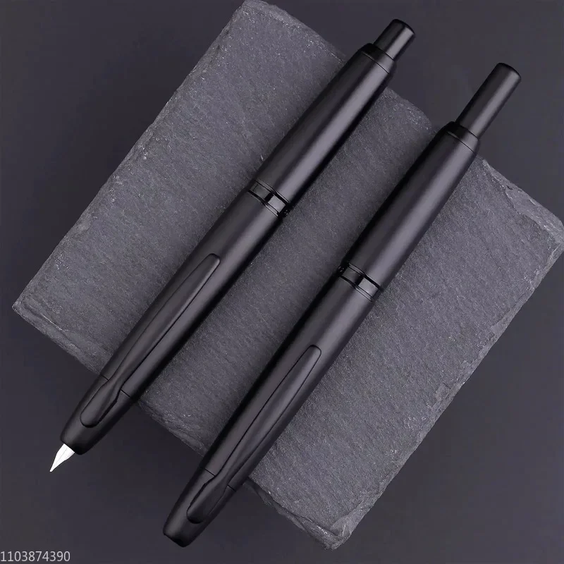 

MAJOHN A1 Press Fish Scale Fountain Pen EF/F 0.5mm Nib,black Silver Color with Converter Office Student Writing Calligraphy Pen