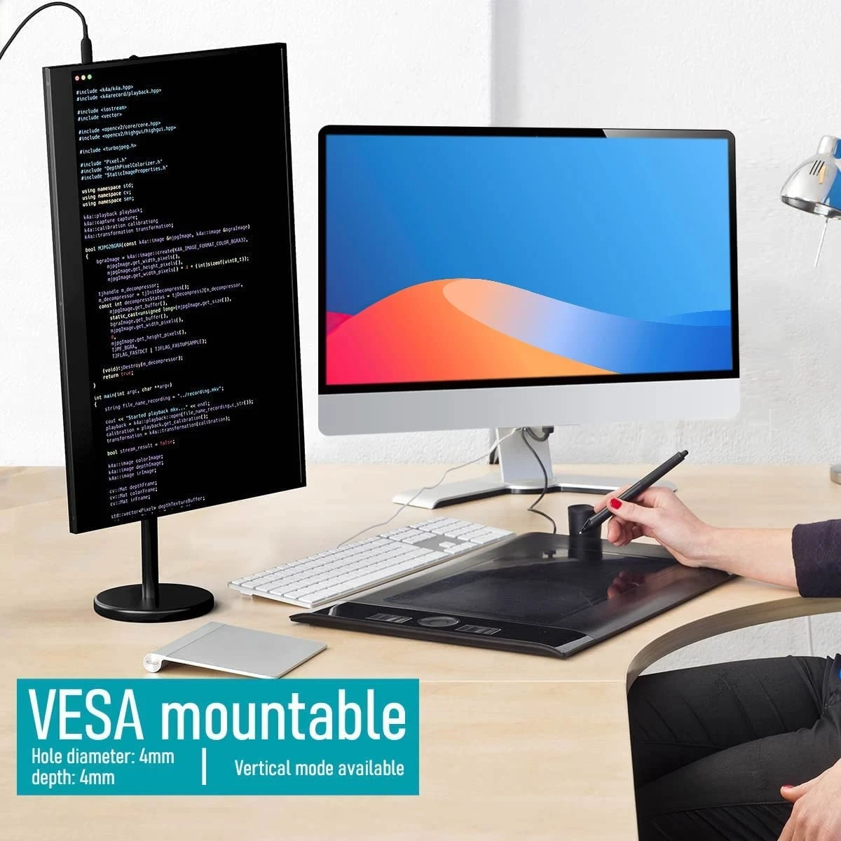 Monitor portátil lcd montável na parede HD 1080P ou 17,3 polegadas com porta HD MI tipo C para expandir tela de laptop de PC móvel