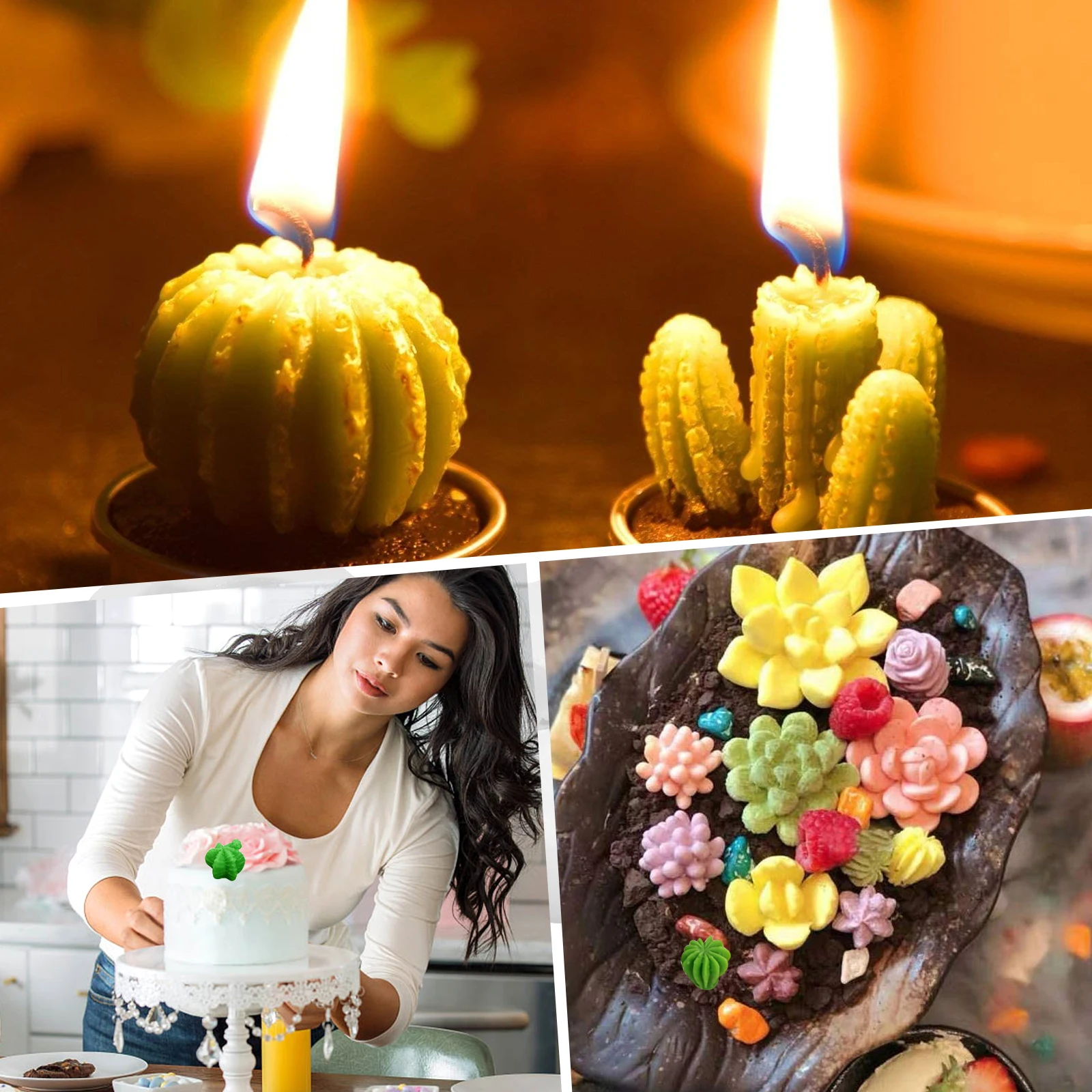 

3pcs Silicone Molds for DIY Soap Making Simulation Succulent Plants Epoxy Resin Aromatherapy Reusable Washable Mold