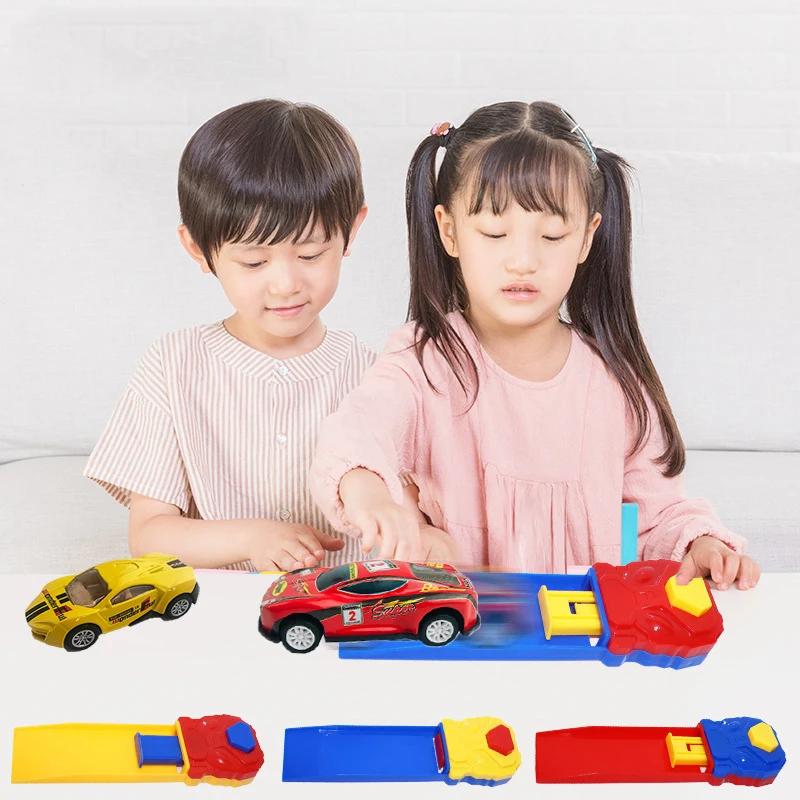 Creative Fun Children Catapult Alloy Cars Racing Engineering Car Pull Back Car Glide Car With Track Launch Catapult Accessories