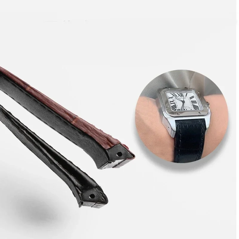 Genuine Leather Watch Strap For Cartier Santos Watchband 20mm 23mm Santos 100 Men's Women's Bracelet Folding Buckle Watch Strap
