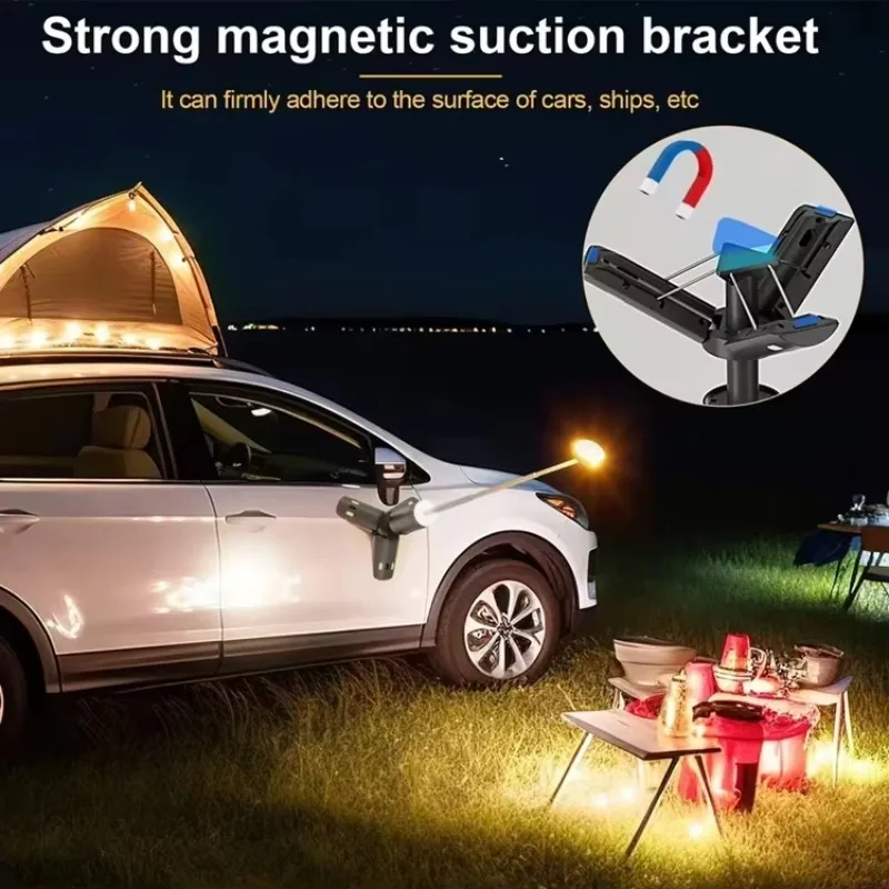 Lampu Camping LED Ringan dengan Basis Tripod Magnet Teleskopik 7800mAh untuk Petualangan Mendaki Memancing Tenda Perkemahan Suasana Camping