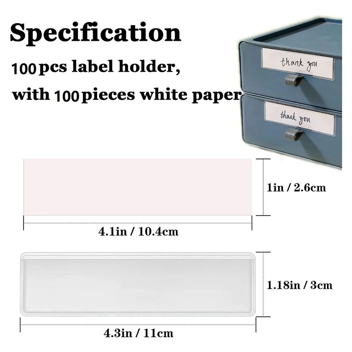 

B12B-Label Adhesive Shelf Tag Card Pockets Drawers File Holder 100 pack