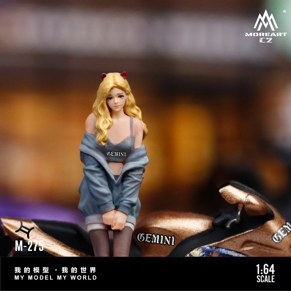 *Pre-Order*MoreArt 1:64 Resin Figure Decor‑print Motorbike with Girl Biker Figurine for Display Gift Decor - view 6