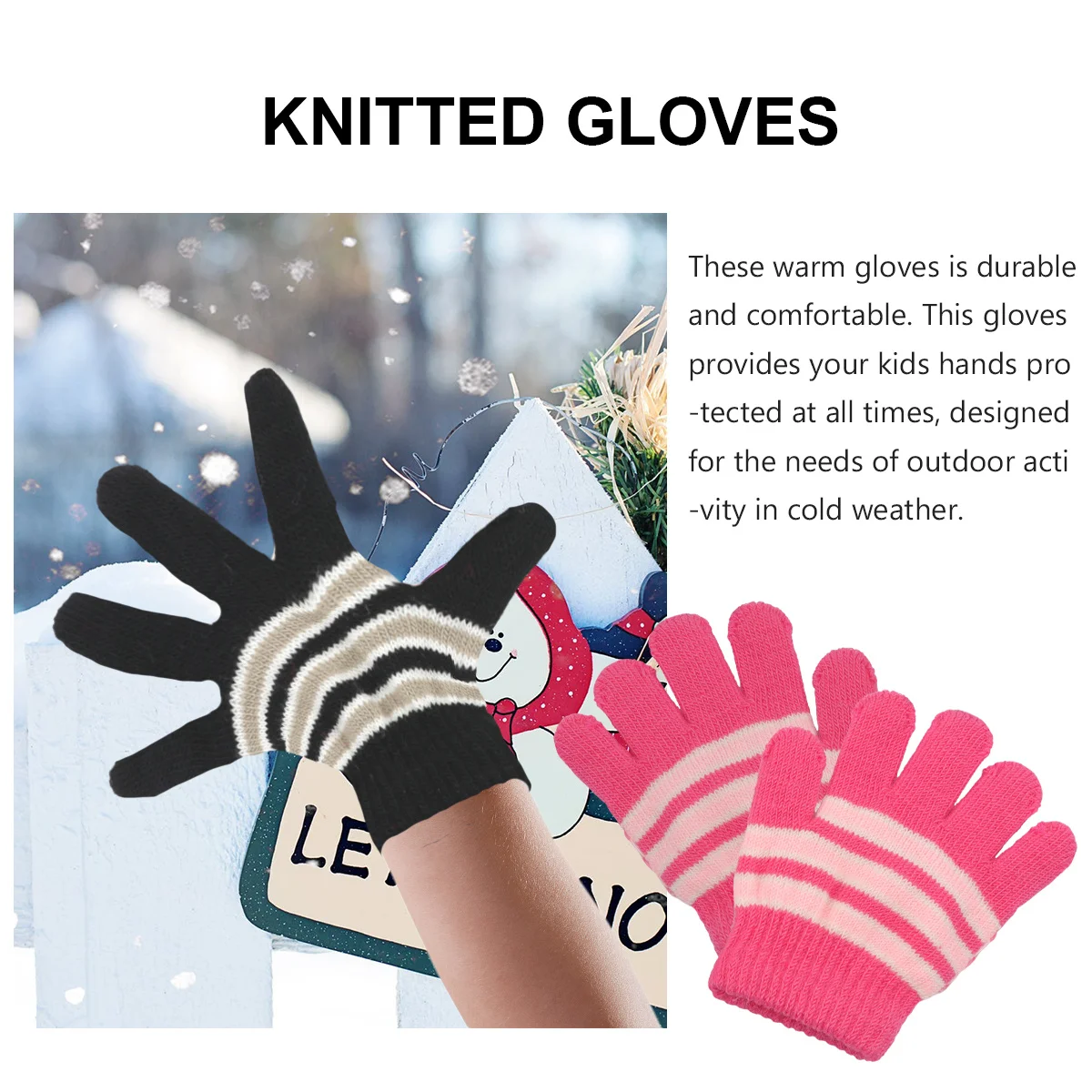 

6Pairs Kids Warm Gloves Knitted Full Finger Mittens Children Winter Gloves Soft Breathable Colorful Outdoor Kids Mittens