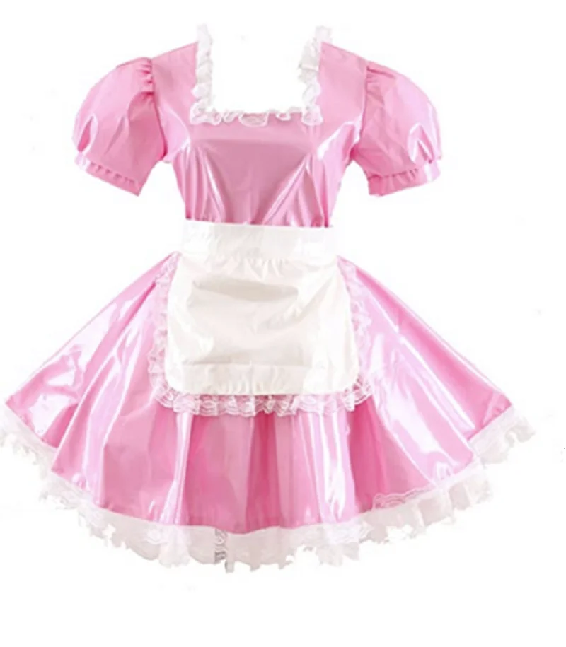 

Hot Sale New Girly Cosplay PVC Sexy Maid Mini Dress Custom Charm Halloween Costume