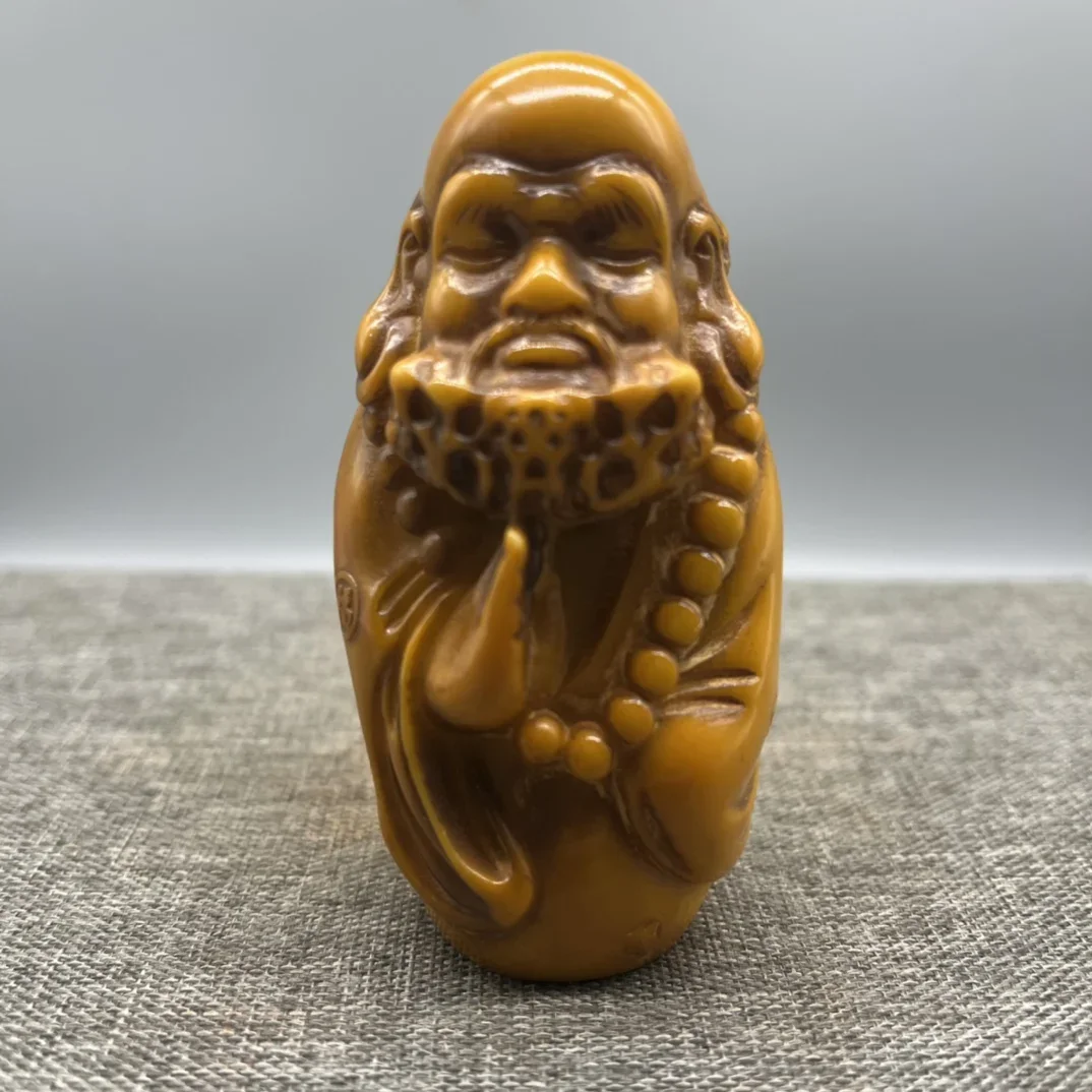 Hand-carved ox bone Zen Founder Bodhidharma Patriarch desktop decoration small crafts statue