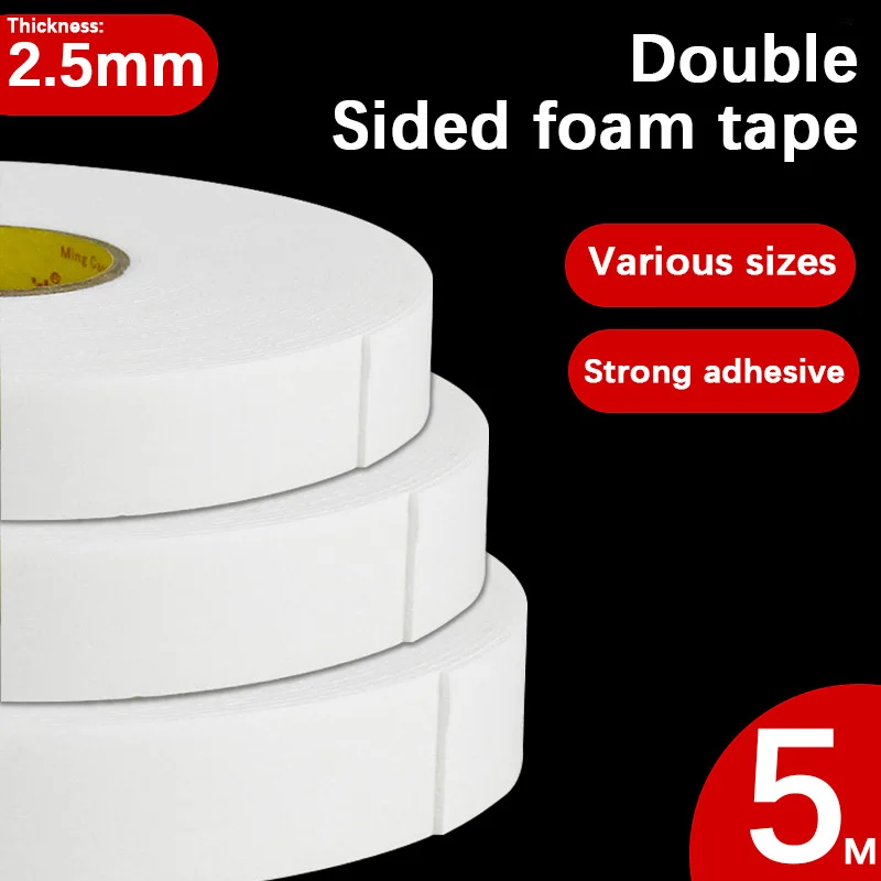 Foam double-sided adhesive, thick sponge, strong foam tape, home use and office use double-sided adhesive tape, 5 meters long
