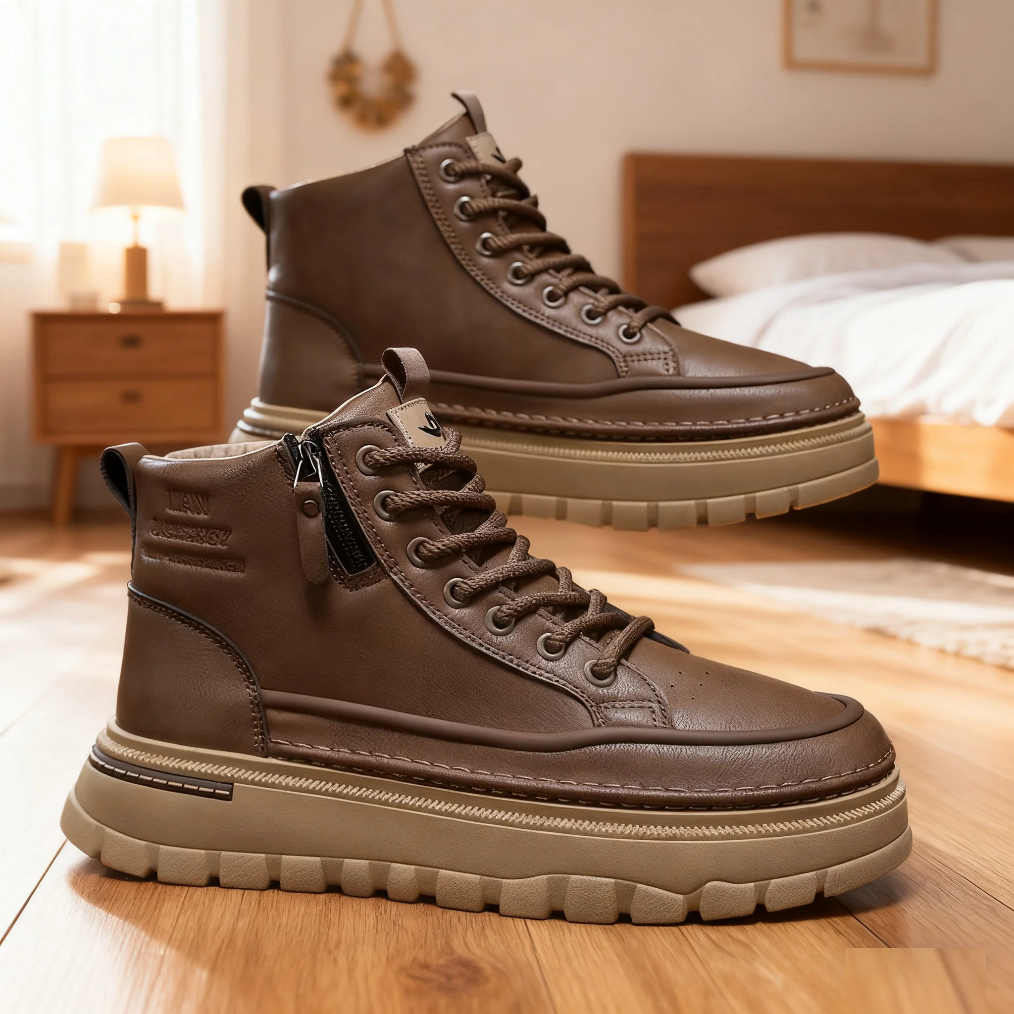 

Индивидуальная износостойкая корейская версия с высоким берцем, универсальная утолщенная легкая повседневная обувь, модная уличная мужская обувь