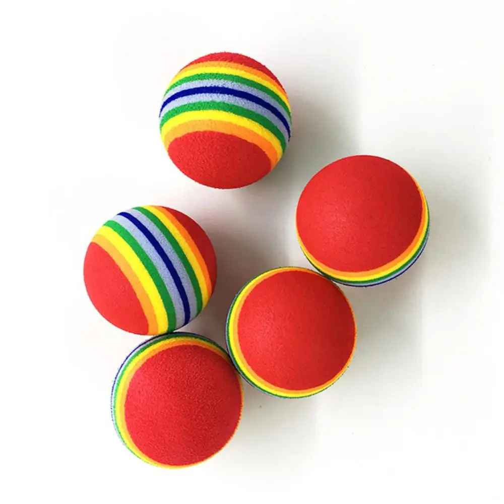 Funny Pet Dog Puppy Cat Rainbow Striped Interactive Chewing Ball Funny Toy Teething Toy Dog Play Training Balls Pet Supplies