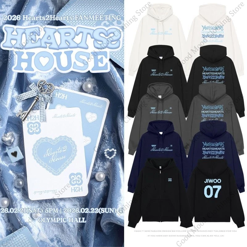 

Толстовки Hearts2Hearts Kpop H2H FAN MEETING HEARTS 2 HOUSE, толстовка на молнии для мужчин и женщин, весна-осень, высококачественный хлопок