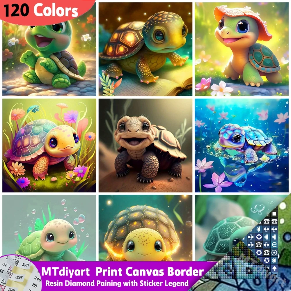 Schildpad Nieuwe 2025 Hars Diamant Schilderij 120 Kleuren Sticker Legende Print Canvas Grens Dier Steentjes Kit Muur Decor Gift