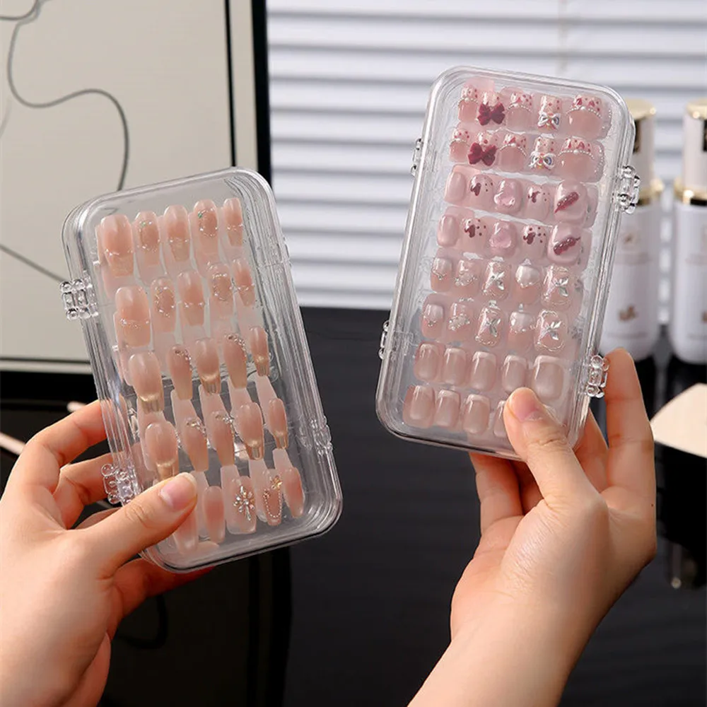 Nail salon transparent storage box for wearing armor, adhesive nail plate special foldable sealed dust-proof display cabinet jew