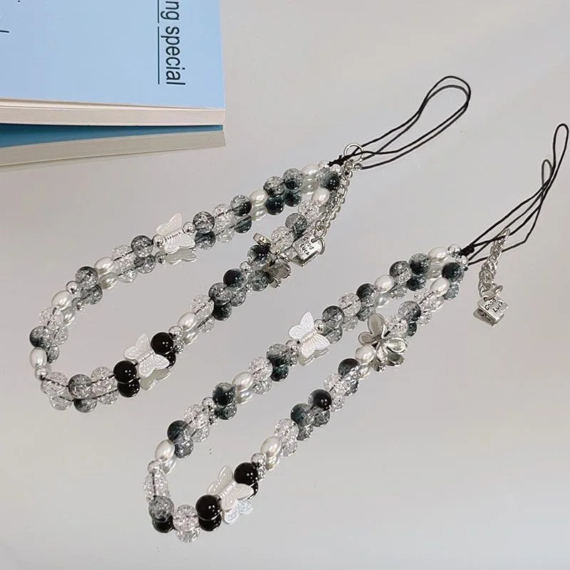 Cute Butterfly Pearl Beaded Phone Chain