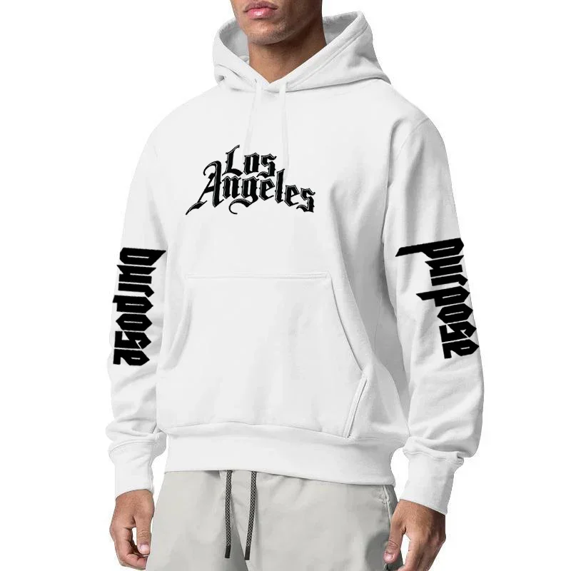 Los Angeles Print Hoodie For Men Casual Street Hip Hop Sweatshirt Spring Autumn Oversized Long Sleeve Streetwear