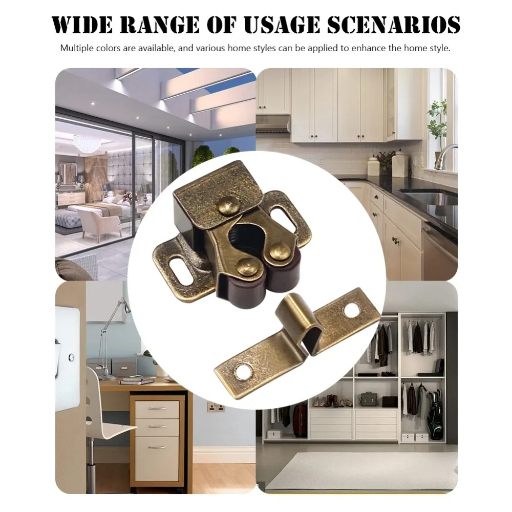 Press The Home Wardrobe Door Buckle Touch The Bead Magnetic Dual Wheel Spring Fixed Lock Buckle Low Foot Cabinet Door Buckle