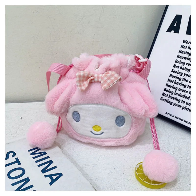 Torba Sanrio Cartoon Anime rysunek Kuromi Cinnamoroll przenośna torba ze sznurkiem pluszowe opakowanie przekątne prezent urodzinowy dla dzieci