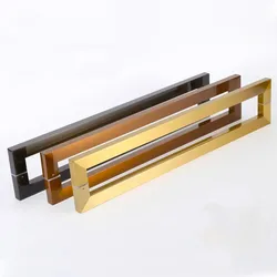 Glass door handle Stainless steel square tube extra thick single bend Sliding door handle electroplating(XYLS-018)