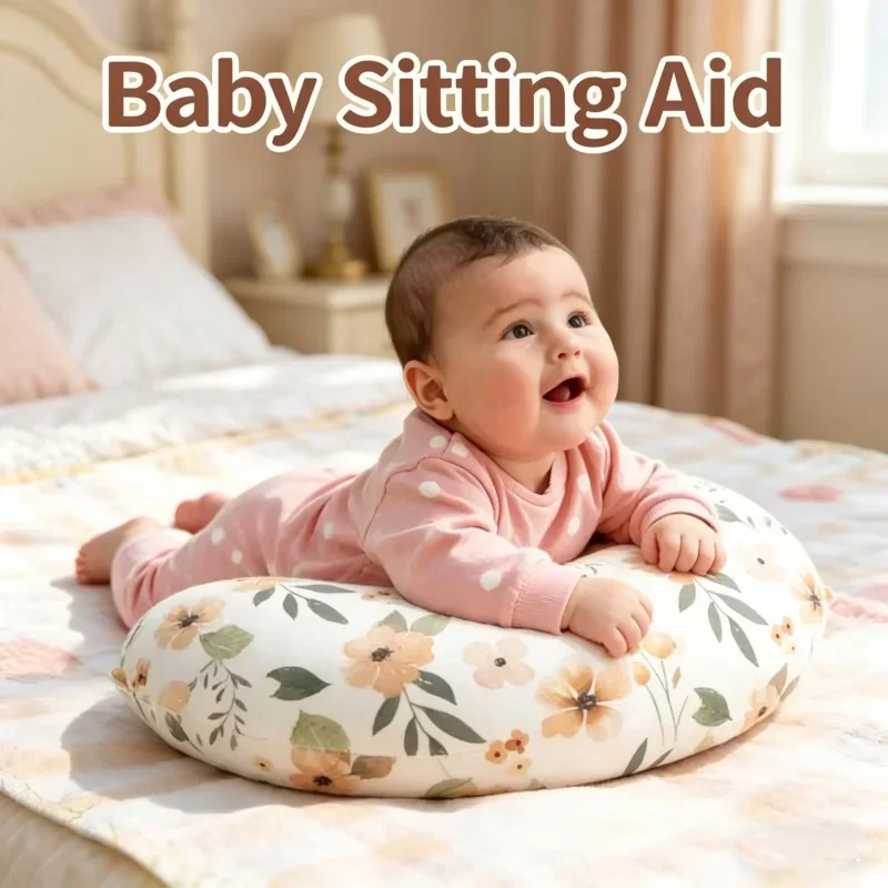 Abnehmbares Säuglingsstützkissen, atmungsaktiver Stillkissenbezug, Baby-Sitzhilfe für Zuhause und Reisen, geeignet für Säuglinge im Alter von 0–12 Monaten