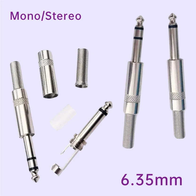 

1/4 Inch Solder Plug TS/TRS Mono Stereo Male Connector 6.35MM for Guitar and Microphone Cables