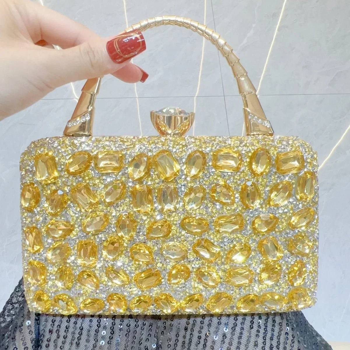 Luxury Woman Diamonds Purse Elegant Sparkling Handbag Wedding Bridal Party Evening Bag Ladies Prom Clutch Jewelry Storage Bag