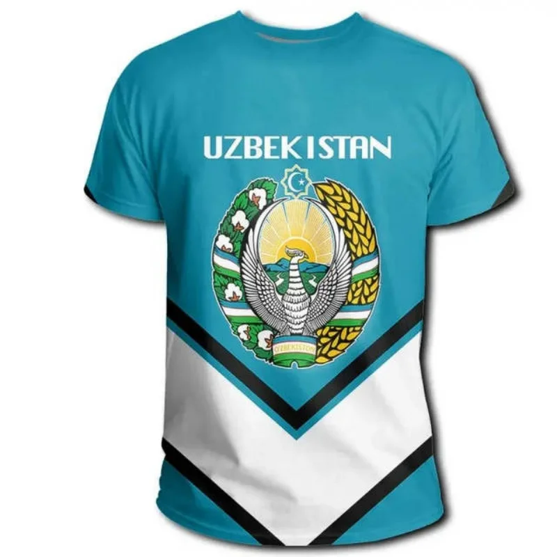 3D Printed Uzbekistan National Flag T Shirt For Men Women Football Sports Pattern T-Shirts Casual Short Sleeve O-Neck Loose Tees