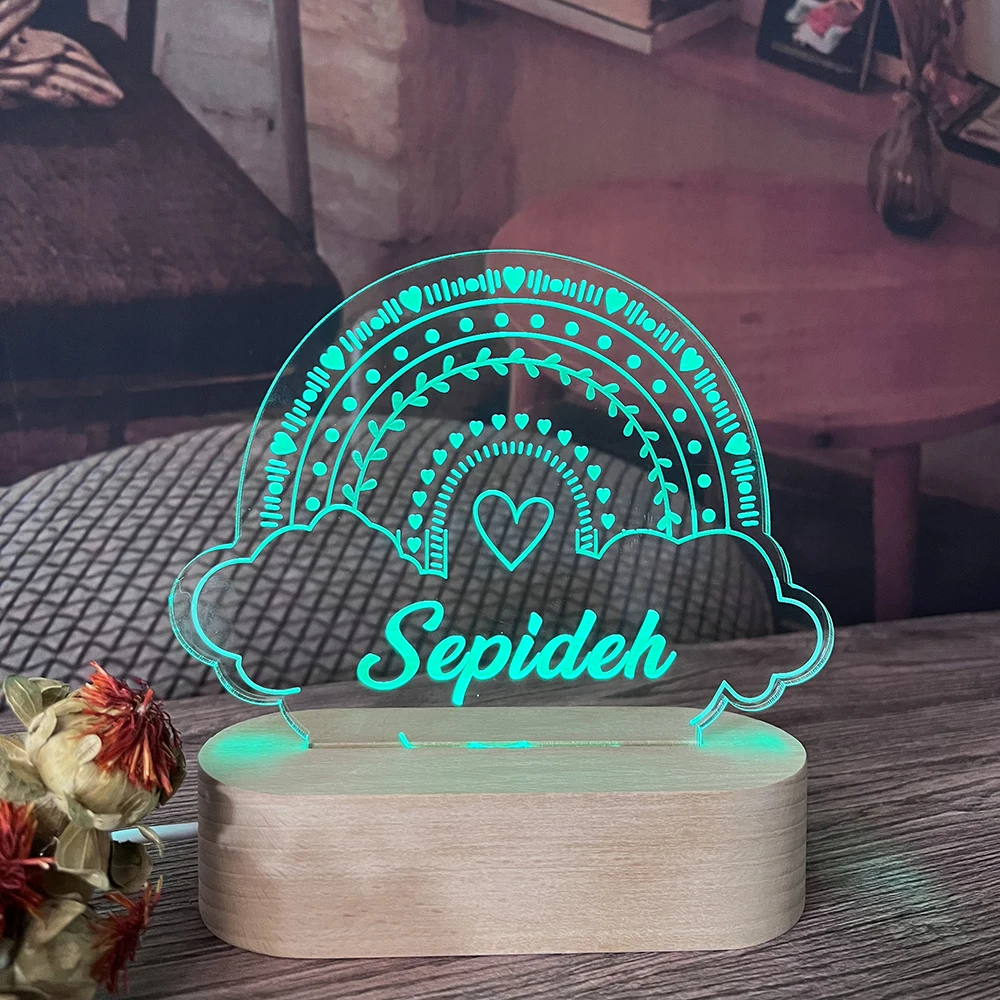 Kids Personalized Acrylic Night Light | Perfect Birthday Gift for Girls Boys Custom Name Handmade Led Kids Bedroom Decor