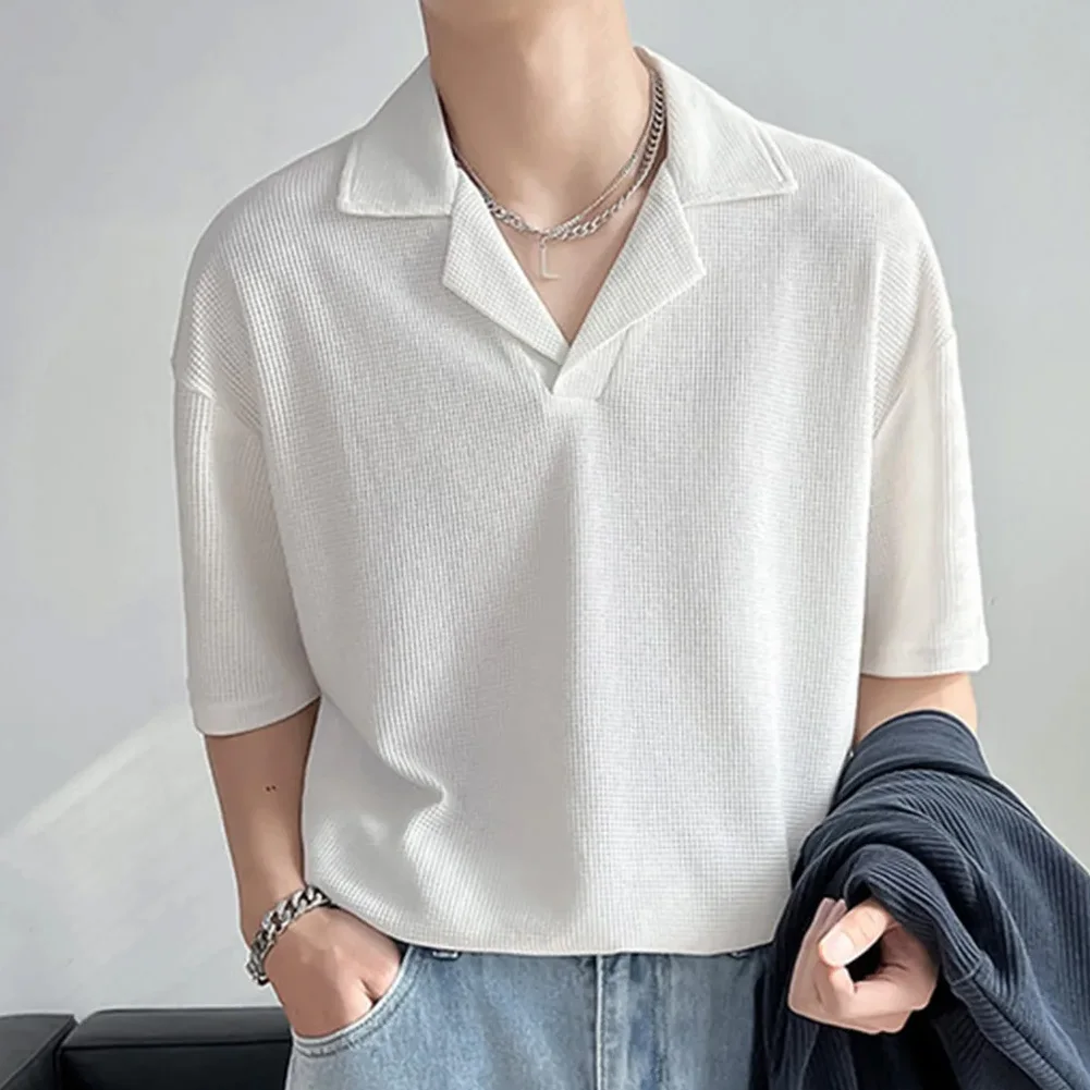 

Practical Stylish High Quality Vacation Daily Holiday Shirt Social Casual Comfortable Elegant Half Sleeve Korean