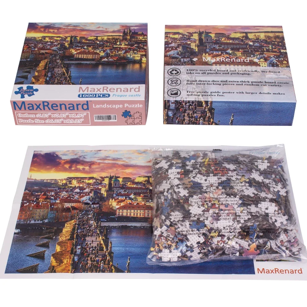 Maxrenard Legpuzzel 1000 Stukjes Voor Volwassen Praatje Kasteel Landschap Speelgoed Huis Wanddecoratie Familiespel Voor Kerstcadeau