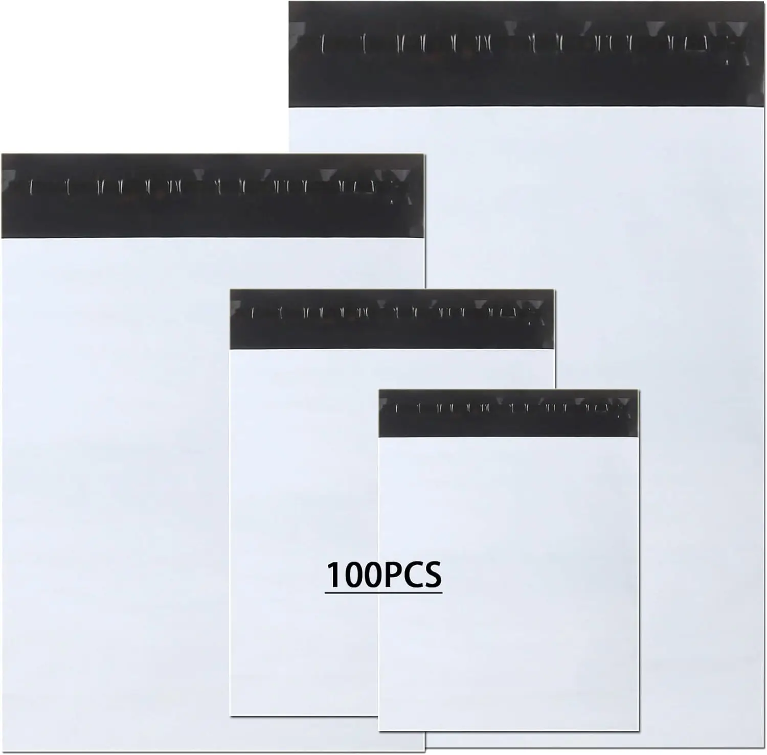 

100pcs Poly Mailers 4 Sizes White Self-Seal Waterproof Tear-Proof Shipping Envelopes for Clothing Books