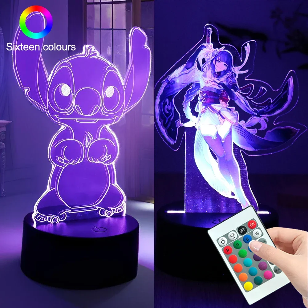 

3D Illusion Stitch LED Night Light with Remote Control Smart Touch Room Decor Lamp Birthday Valentine's Day Christmas Gifts