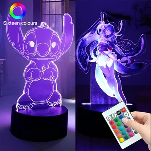 Lampu Malam LED Jahitan Ilusi 3D dengan Remote Control Lampu Dekorasi Kamar Sentuh Pintar Hadiah Natal Hari Valentine Ulang Tahun 8 foto 3d penjualan terbaik - №
