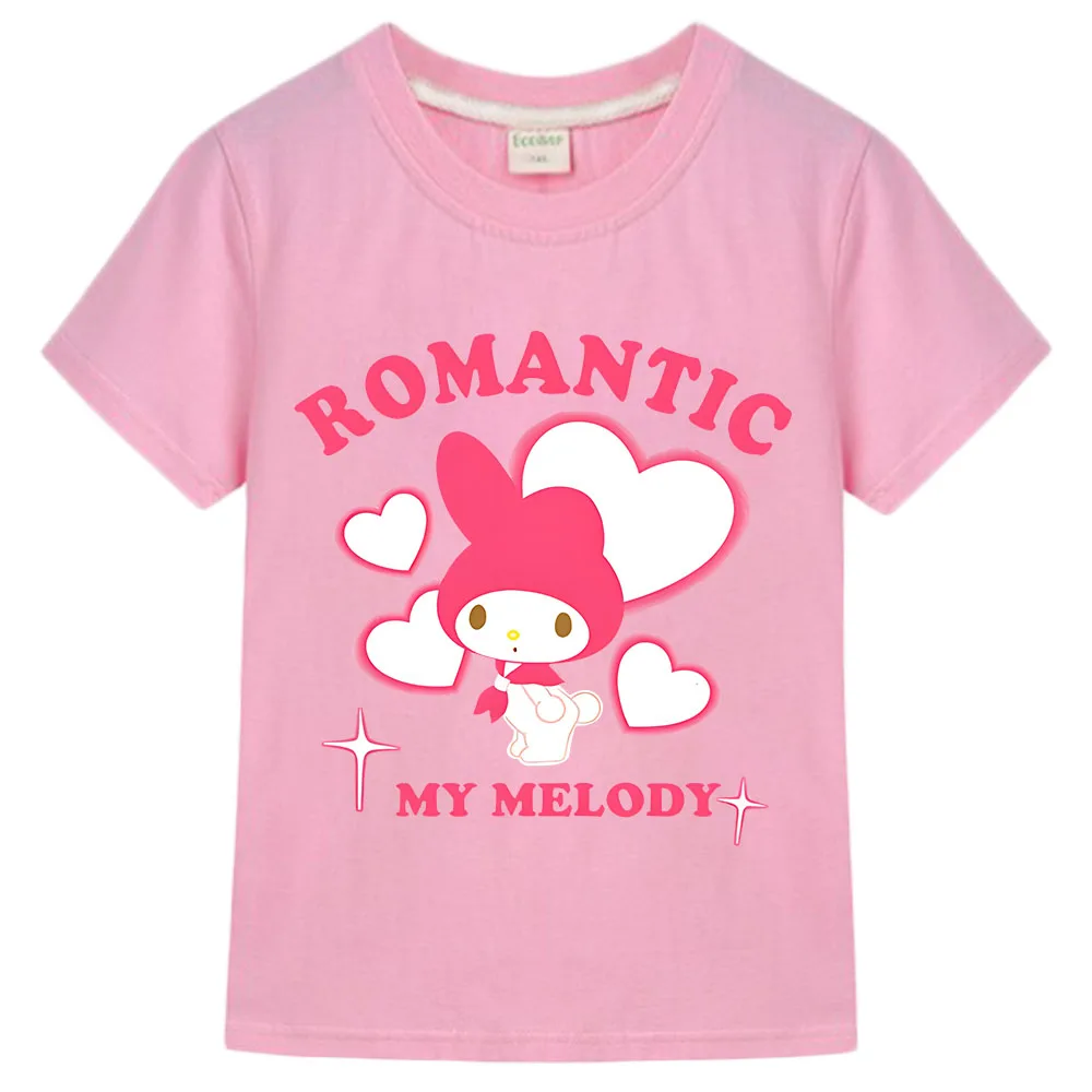 

Melody Kids Clothes Cotton Sanrio Series Short-sleeved Girl/Boys Loose T Shirt Kids Spring and Summer Comfortable Tops Graffiti