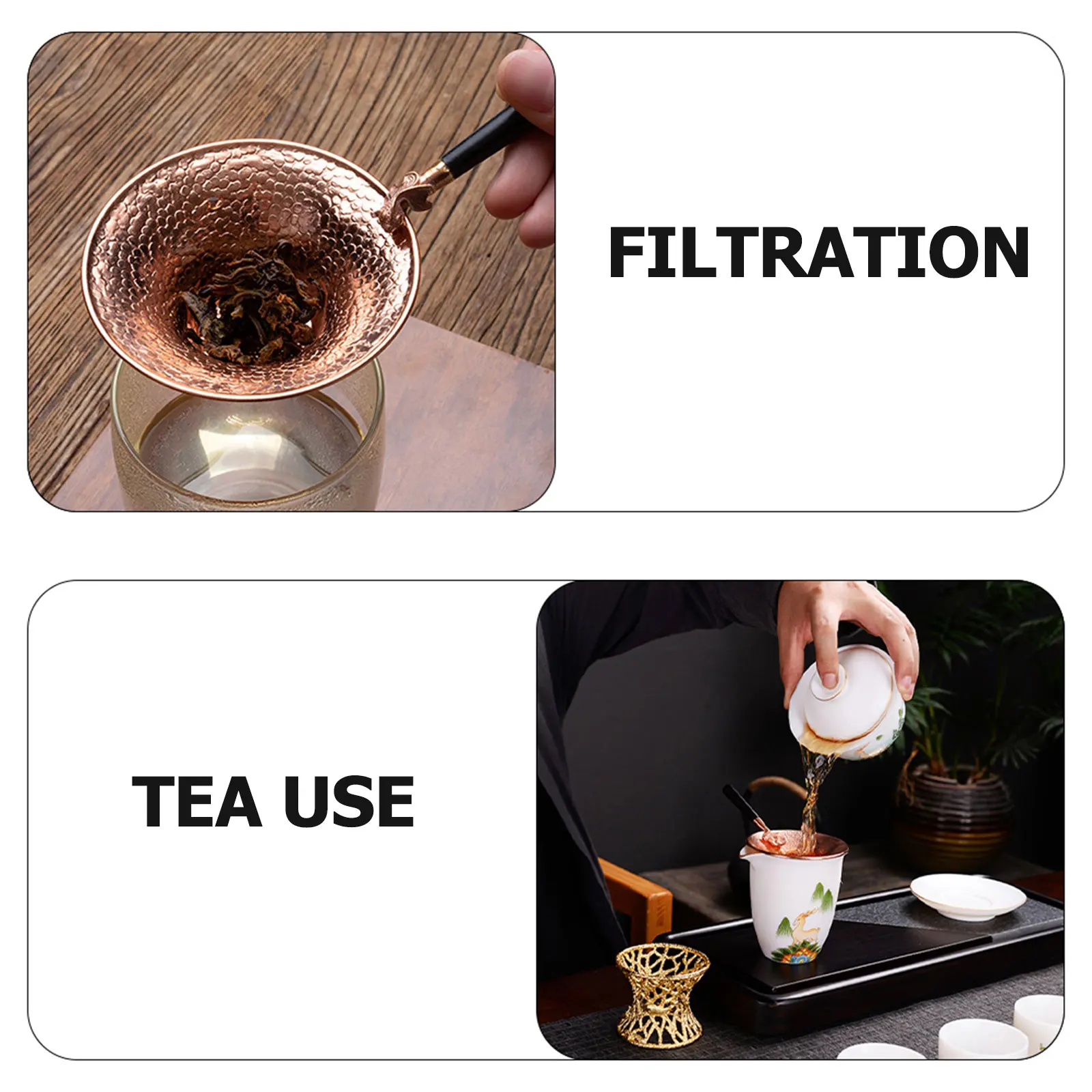 

1pc Purple Copper Strainer Wooden Handle Infuser For Loose Leaf Tea Gold Fish Pattern Smooth Polished Strainer Tea