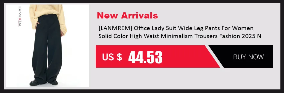 [LANMREM] 2026 Winter New Thick Warm Pants For Women High Waist Pleated Wide Leg Trousers Office Lady Clothes Minimalism 26C967