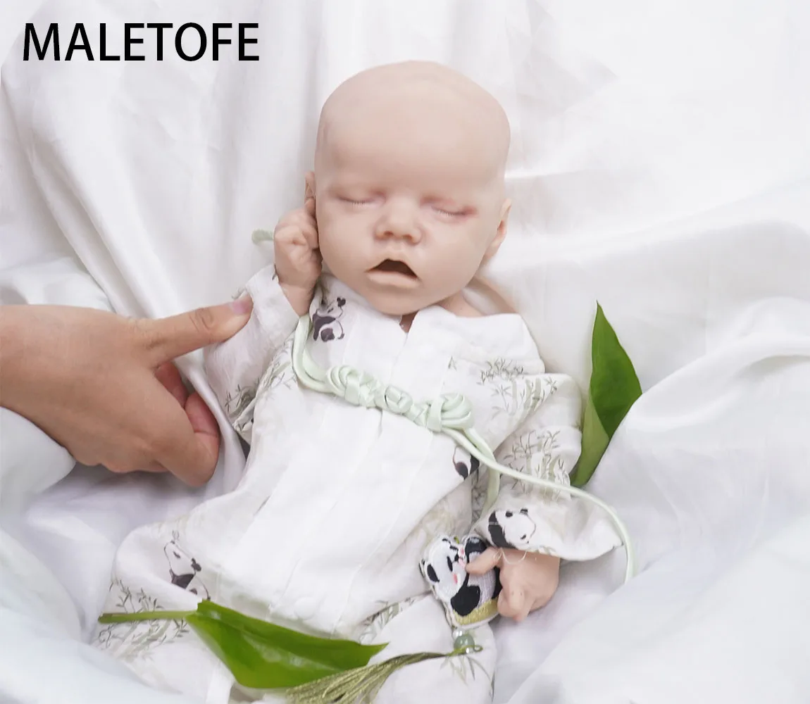 MALETOFE 45cm Reborn Full Body Silicone Baby Doll Panda Clothes Realistic Real Soft Girl For Children Cut Clever Baby