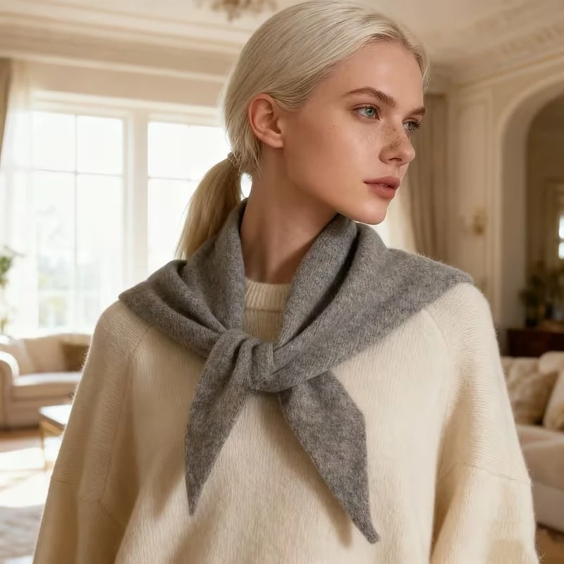 Damen-Strick-Dreiecksschal, Kopftuch, warmer und stilvoller Schal, 100 % Halswärmer für Wintermode-Accessoires