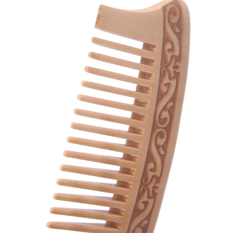 Peine dientes anchos madera, masaje madera Durazno Natural, belleza, cuidado del cabello, envío directo
