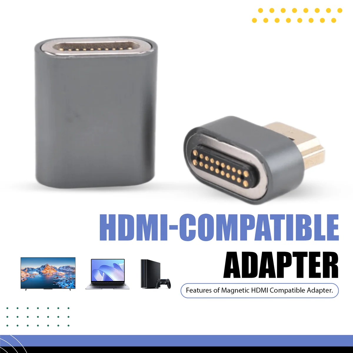GZMO Magnetic HDMI-Compatible Adapter 8K High-Definition Male to Female Converter for TV Projector Laptop Magnetic Adapter