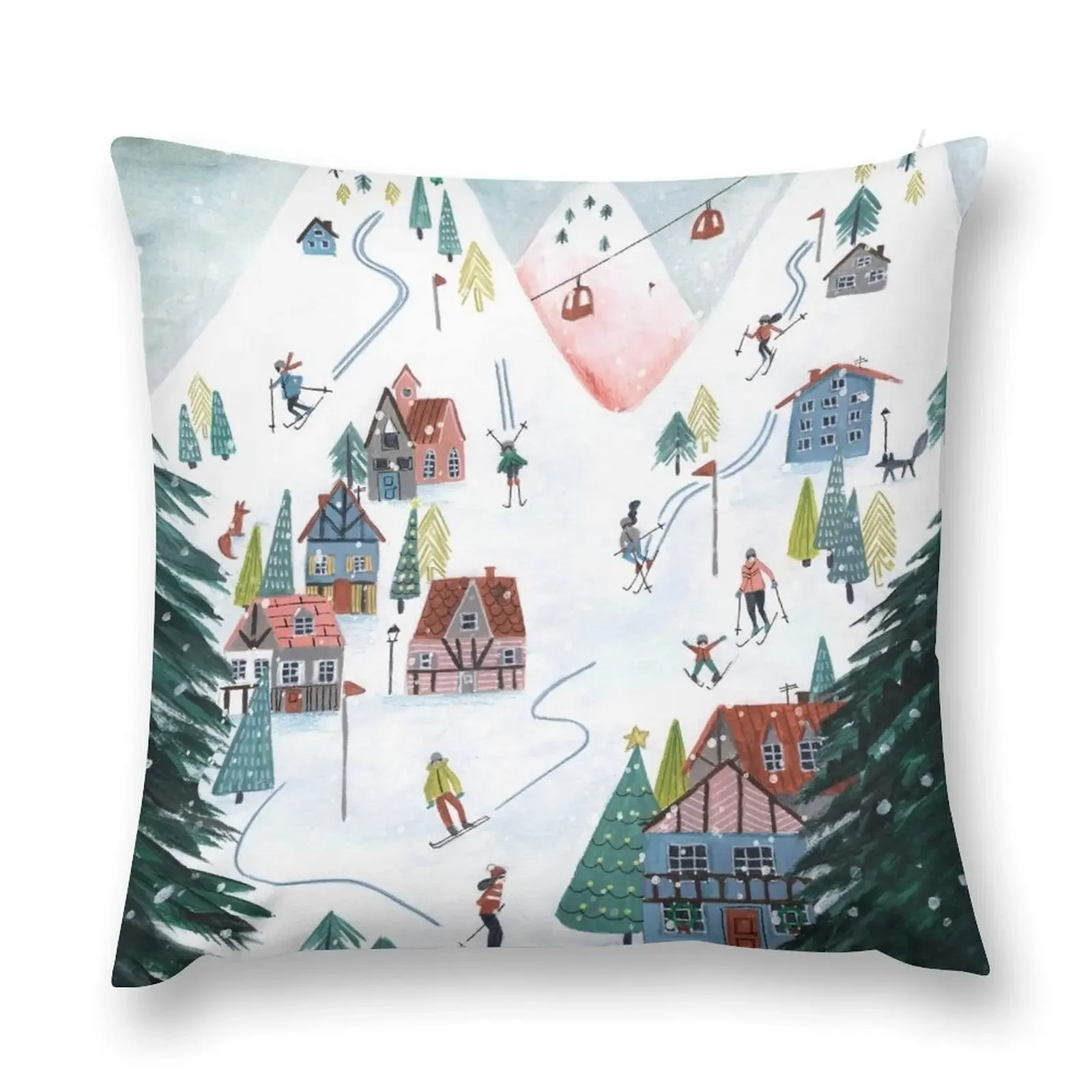 Ski Lodge cosy chalet skating snow village mountains Throw Pillow pillowcases for sofa cushions pillow