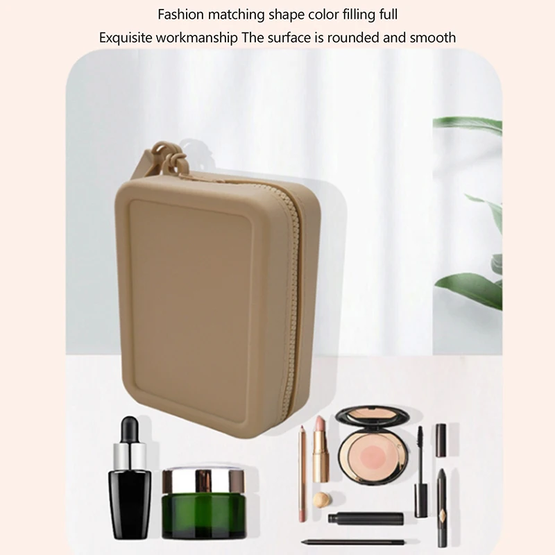 Square Silicone Lipstick Cosmetic Storage Bag Large Capacity Travel Makeup Brush Holder Portable Cosmetic Waterproof Organizer