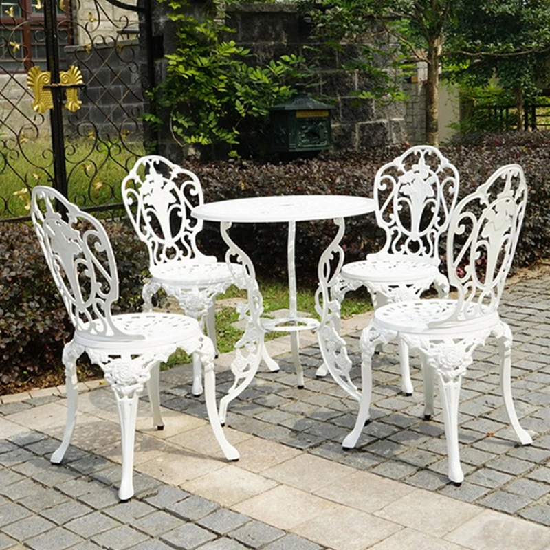 Set di 3 pezzi da pranzo all\'aperto Set per tutte le stagioni balcone prato Villa Bistro Patio mobili da giardino sedie da tavolo in alluminio