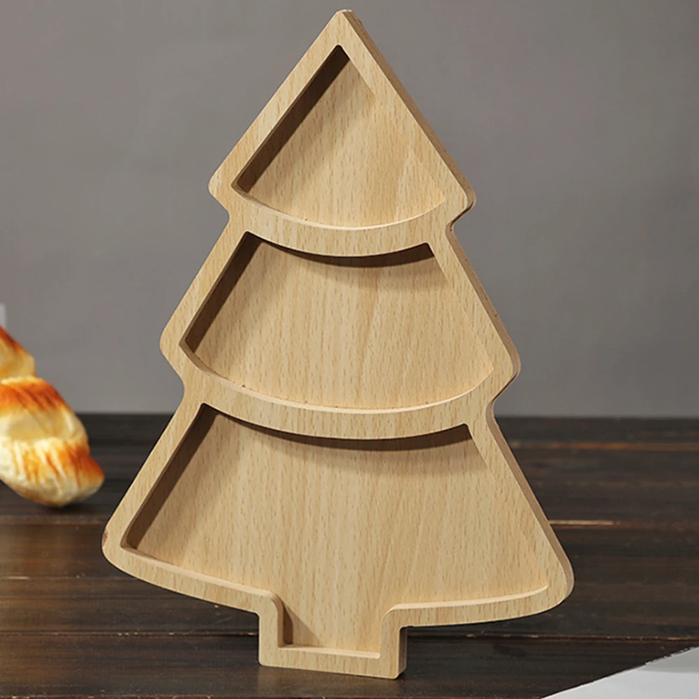 Wooden Christmas Tree Plate Tray Charcuterie Restaurant Dessert Boards for Food Appetizers Desserts Snacks Sushi Christmas Decor view 5