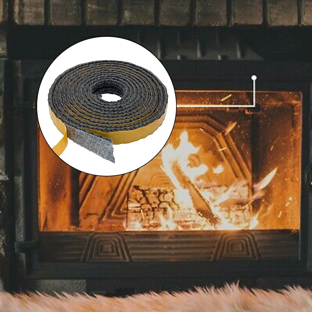 

2x10mm Black Flat Stove Rope Self Adhesive Fiberglass Seal Stove Fire Rope Fireplace Door Sealing Cord Replacement Stove Rope