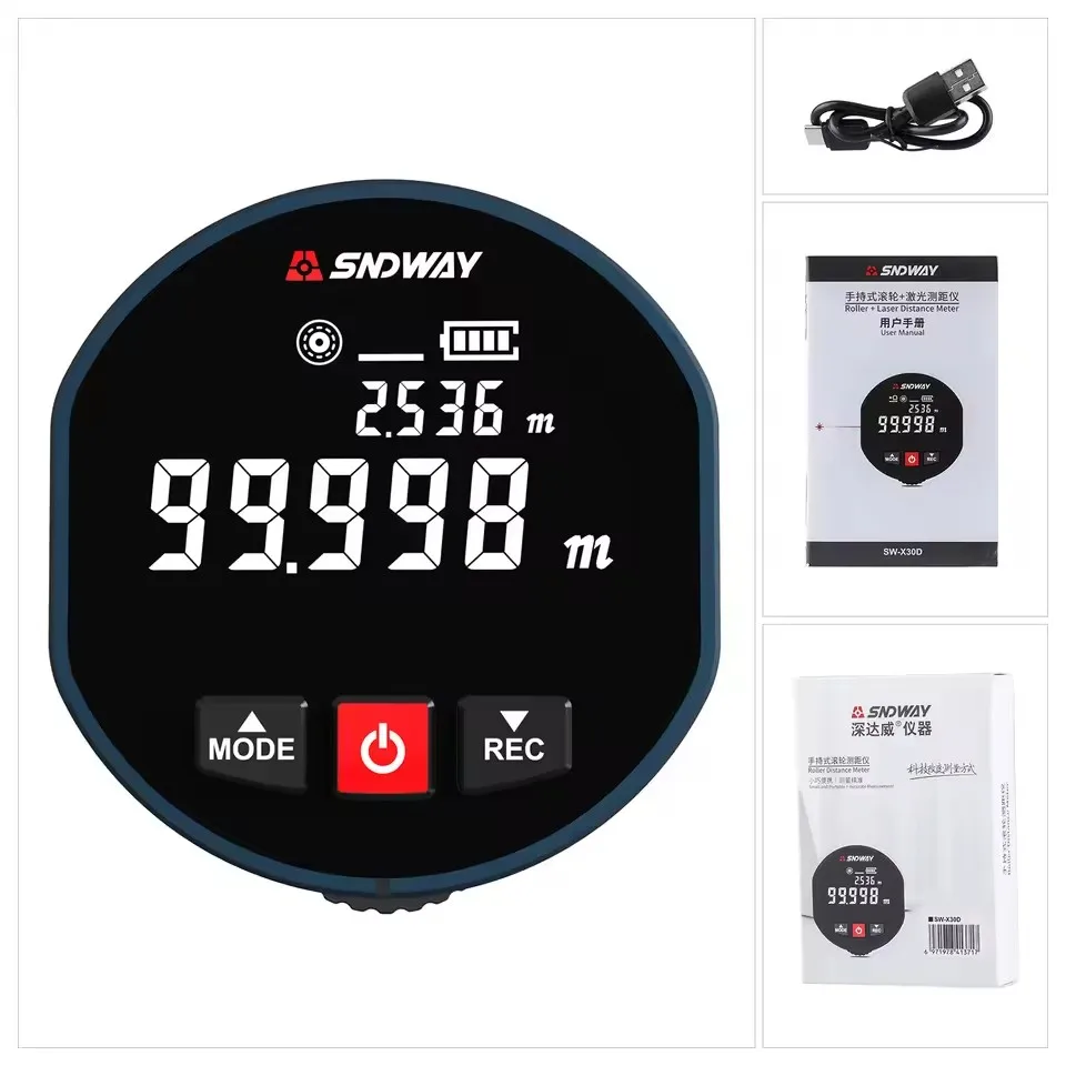SNDWAY Roller Laser Rangefinder Laser Roll Dual Mode Distance Meter SW-X30A SW-X30D Trena Laser Tape Measure Range Finder Home