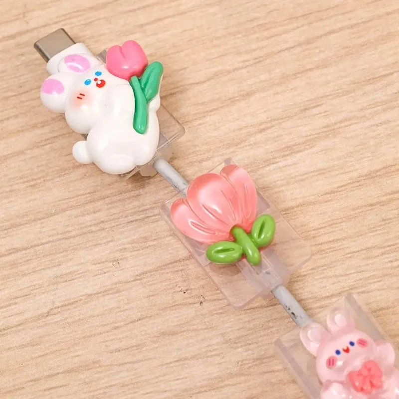 Cartoon Cute Cable Winder for Samsung Xiaomi Huawei Android Phones Tablet Charging Data Cord Organizer Plastic Protector Cover