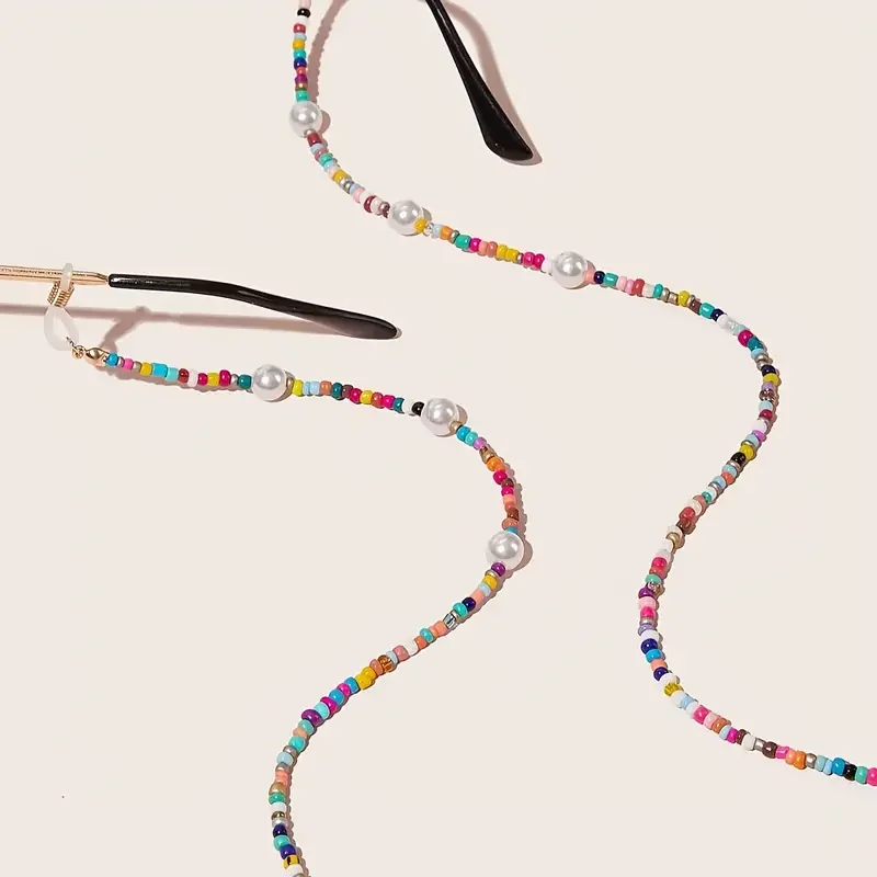 1pc Boho Beaded Glasses Chain Anti Slip Sunglasses Reading Glasses Lanyard Strap Color Block Face Covering Retainer