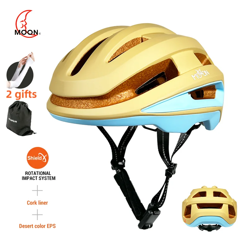 

MOON Bike Helmet with SXT System Natural Oak Linning Pad New Updated Lightweight MTB Helmet for Mountain Road Cycling