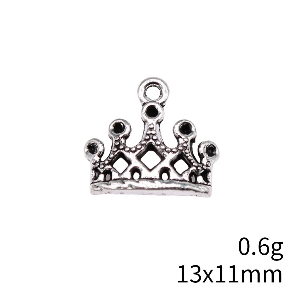 WYSIWYG 20pcs 13x11mm Antique Silver Color Crown Charms Pendant For DIY Jewelry Making Handmade Jewelry Craft Findings
